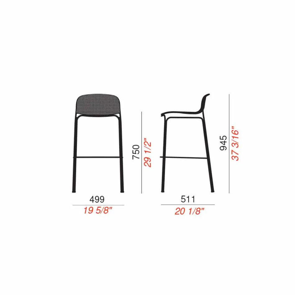 Sgabelli da Bar Alti Impilabili in Metallo Made in Italy, 2 Pezzi - Viviette Viadurini