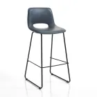 Sgabello Alto da Cucina in Pelle Sintetica e Metallo Nero 2 Pezzi - Yuri Viadurini