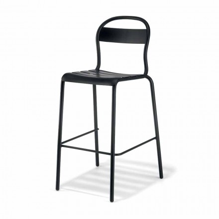 Sgabello Alto da Esterno in Alluminio Impilabile Made in Italy, 2 Pezzi - Trixie Viadurini
