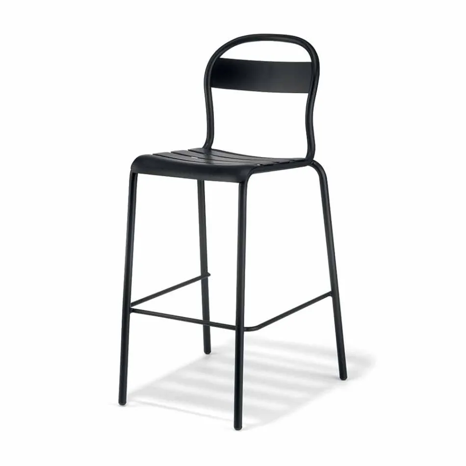 Sgabello Alto da Esterno in Alluminio Impilabile Made in Italy, 2 Pezzi - Trixie Viadurini
