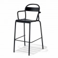 Sgabello Alto in Alluminio da Esterno con Braccioli Made in Italy - Selima