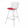 Sgabello Bar Alto in Pelle con Struttura in Acciaio Made in Italy - Beniamino