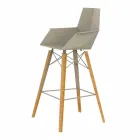 Sgabello Bar con Braccioli in Legno e Plastica Vari Colori - Faz Wood by Vondom Viadurini