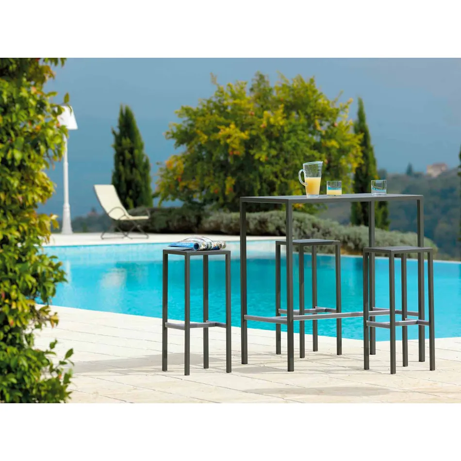 Sgabello Bar da Esterno in Metallo Verniciato a Polvere Made in Italy - Meone Viadurini