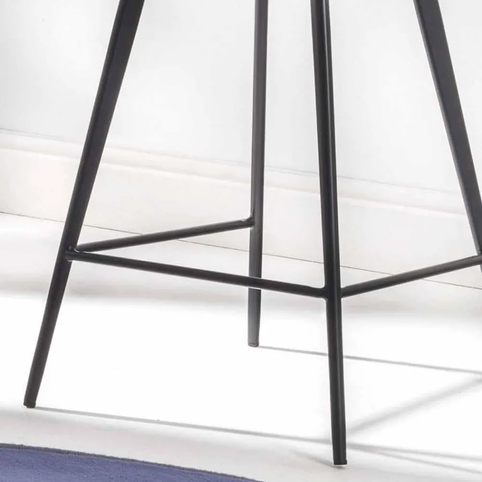 Sgabello Base 4 Gambe, H 65 in Ecopelle Effetto Cuoio - Ovidio Viadurini