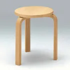 Sgabello Basso Impilabile in Legno di Faggio Naturale Made in Italy - Cassiopea Viadurini