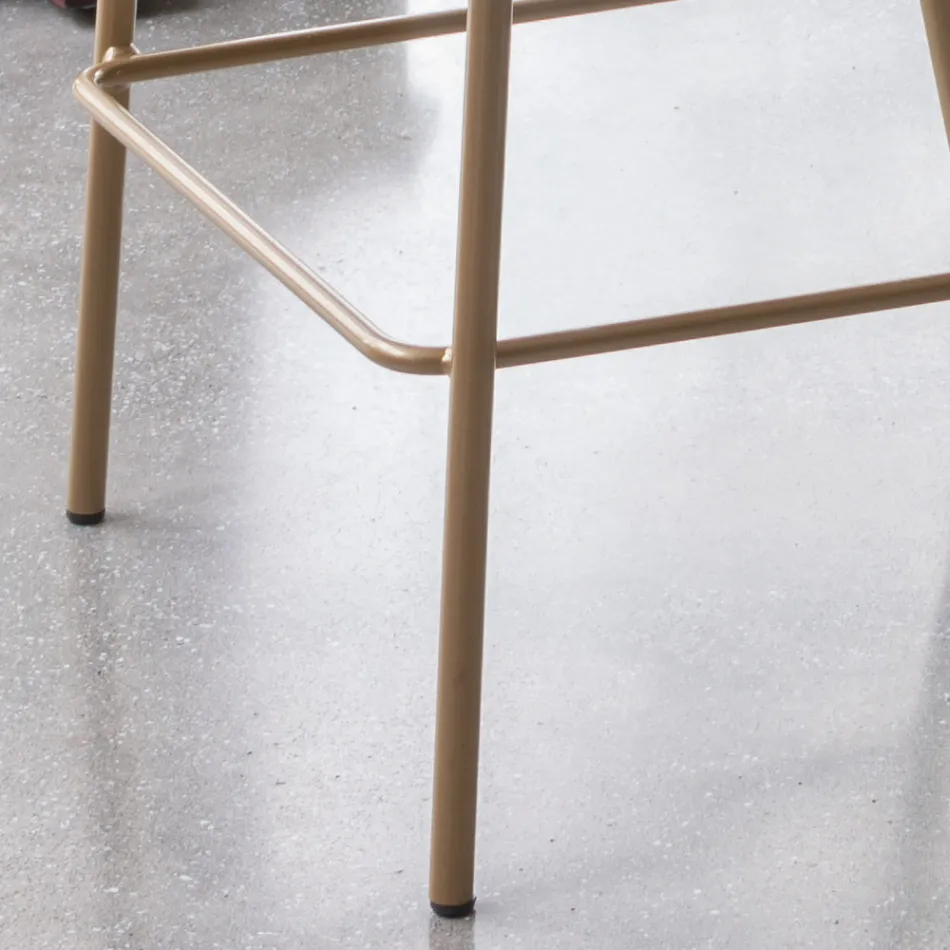 Sgabello con Base in Metallo e Seduta in Ecopelle Made in Italy - Edera Viadurini
