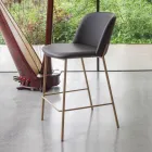 Sgabello con Base in Metallo e Seduta in Ecopelle Made in Italy - Edera Viadurini