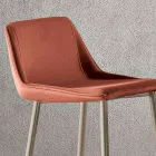 Sgabello con Gambe in Metallo e Seduta Monoscocca in Tessuto Made in Italy - Hinata Viadurini
