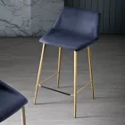 Sgabello con Gambe in Metallo e Seduta Monoscocca in Tessuto Made in Italy - Hinata Viadurini