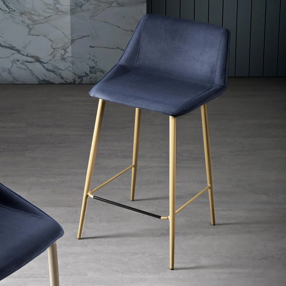 Sgabello con Gambe in Metallo e Seduta Monoscocca in Tessuto Made in Italy - Hinata Viadurini