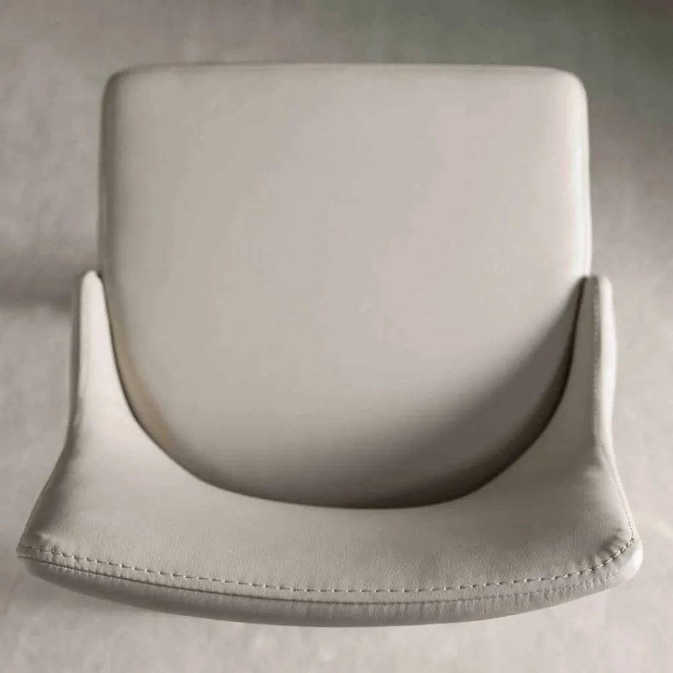 Sgabello con Schienale, Base in Metallo di Design - Berenice Viadurini