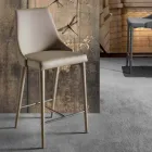 Sgabello con Schienale, Base in Metallo di Design - Berenice Viadurini