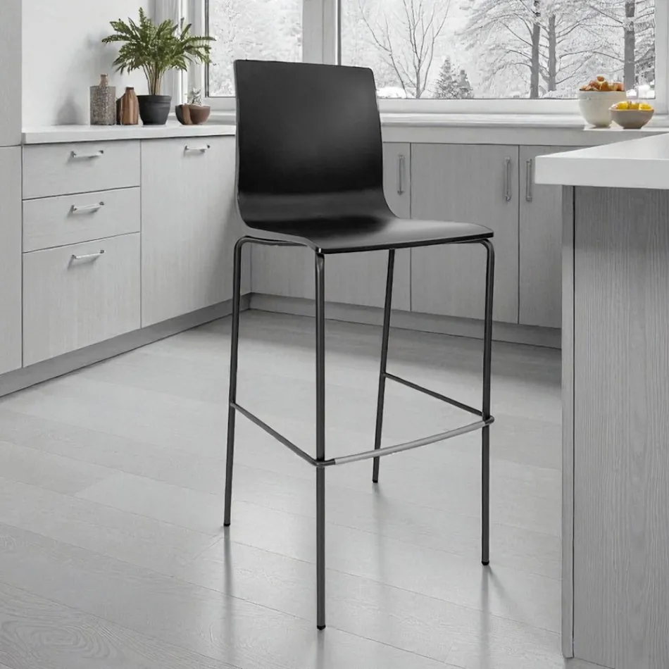 Sgabello Cucina in Acciaio e Tecnopolimero Made in Italy 2 Pezzi - Ghirlanda Viadurini