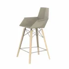 Sgabello da Cucina con Braccioli in Legno e Plastica - Faz Wood by Vondom Viadurini