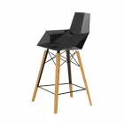 Sgabello da Cucina con Braccioli in Legno e Plastica - Faz Wood by Vondom Viadurini