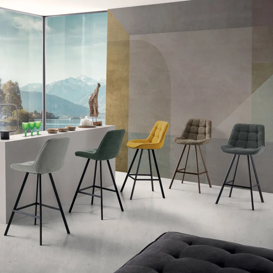 Sgabello da Cucina Imbottito con Struttura in Metallo 2 Pezzi - Raggia Viadurini