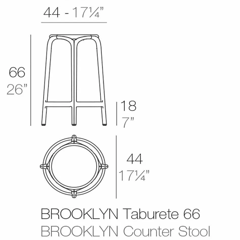 Sgabello da esterno Brooklyn Vondom H 66 cm, in polipropilene Viadurini