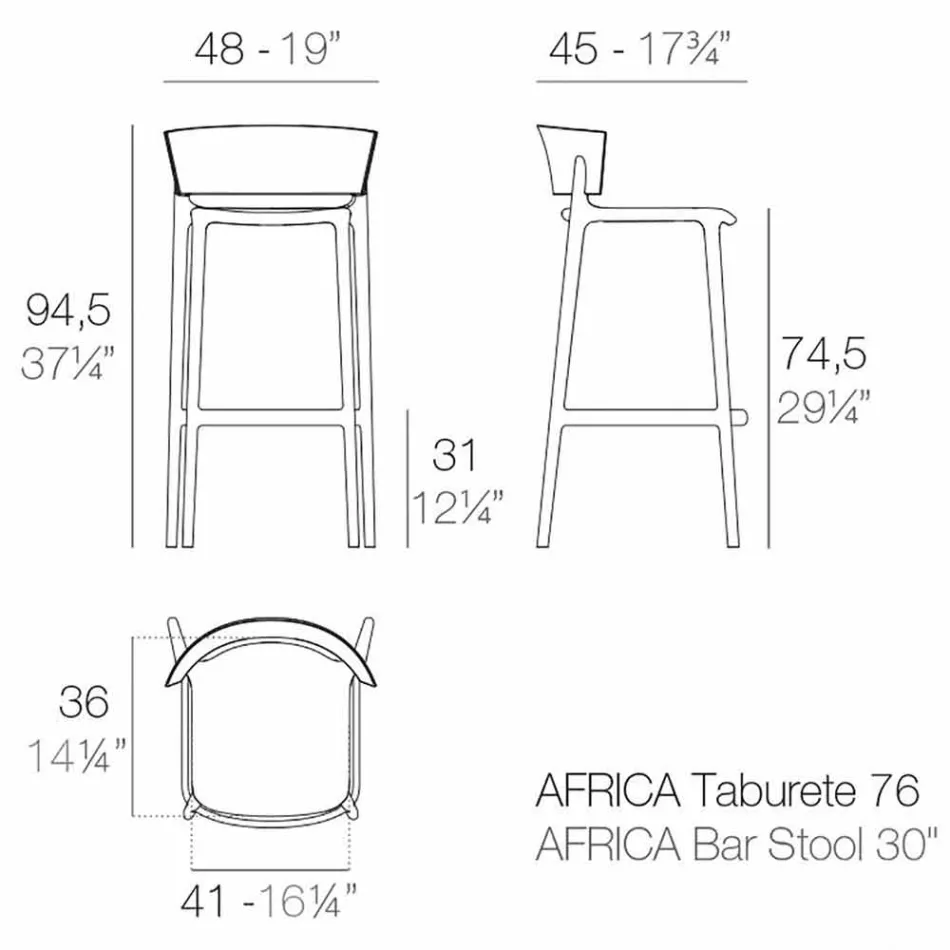 Sgabello da esterno moderno H 95 cm Africa by Vondom, in polipropilene Viadurini