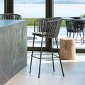 Sgabello da Giardino in Acciaio Inox e Schienale in Corda - Luxura