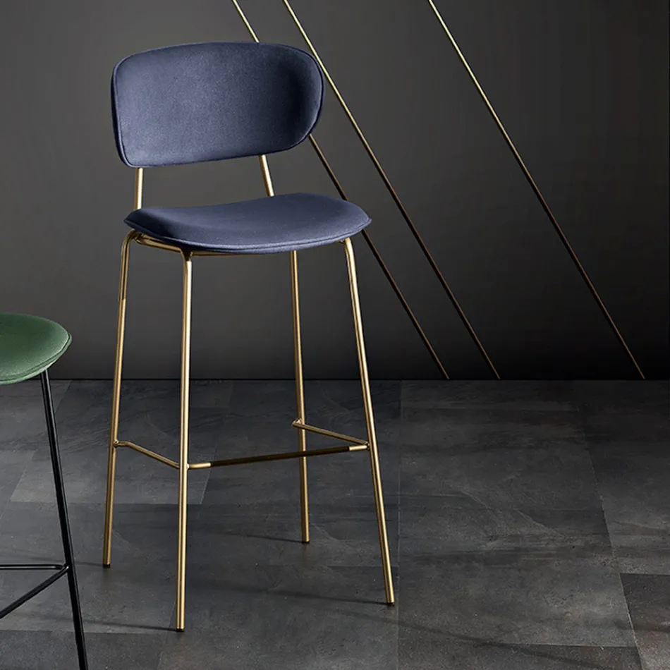 Sgabello da Pranzo in Tessuto di 2 Diverse Finiture Made in Italy - Sanemi Viadurini