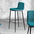 Sgabello da Pranzo in Tessuto Vulcano e Gambe in Metallo Made in Italy - Amane