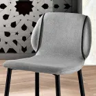 Sgabello da Salotto Design in Tessuto con Bordino e Metallo Antracite - Scarat Viadurini