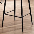 Sgabello da Salotto Design in Tessuto con Bordino e Metallo Antracite - Scarat Viadurini