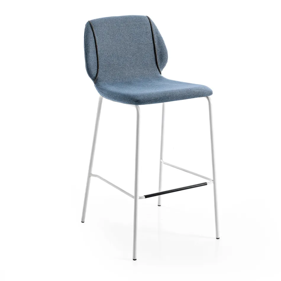 Sgabello da Soggiorno Design Moderno Elegante in Tessuto con Bordino - Scarat Viadurini