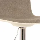 Sgabello Design con Alzata a Gas in Tessuto e Metallo Cromato, 2 Pezzi - Cromo Viadurini