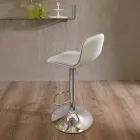 Sgabello Design con Alzata a Gas in Tessuto e Metallo Cromato, 2 Pezzi - Cromo Viadurini