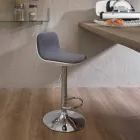 Sgabello Design con Alzata a Gas in Tessuto e Metallo Cromato, 2 Pezzi - Cromo Viadurini