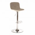 Sgabello Design con Alzata a Gas in Tessuto e Metallo Cromato, 2 Pezzi - Cromo