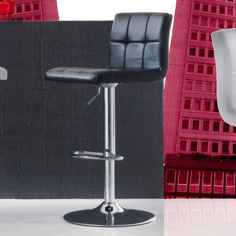 Sgabello Design Moderno Alzabile, Sedile in Ecopelle - Delfina Viadurini