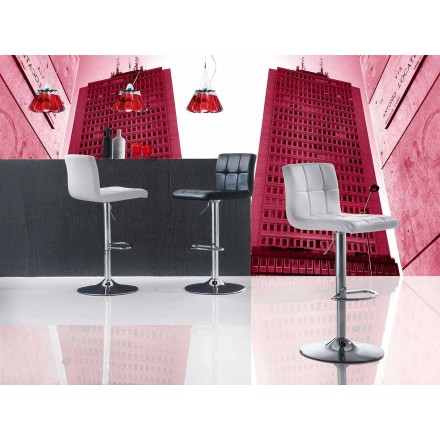 Sgabello Design Moderno Alzabile, Sedile in Ecopelle - Delfina Viadurini