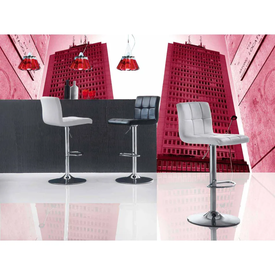 Sgabello Design Moderno Alzabile, Sedile in Ecopelle - Delfina Viadurini