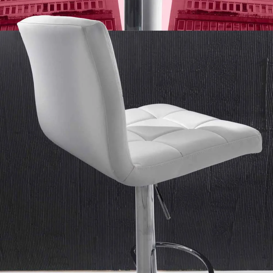 Sgabello Design Moderno Alzabile, Sedile in Ecopelle - Delfina Viadurini