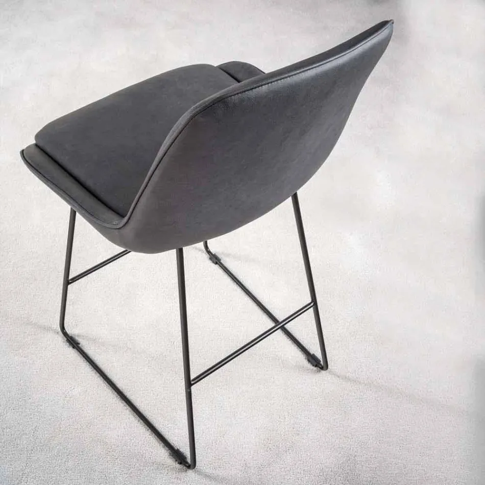 Sgabello Design Moderno con Slitta in Metallo Verniciato - Ines Viadurini