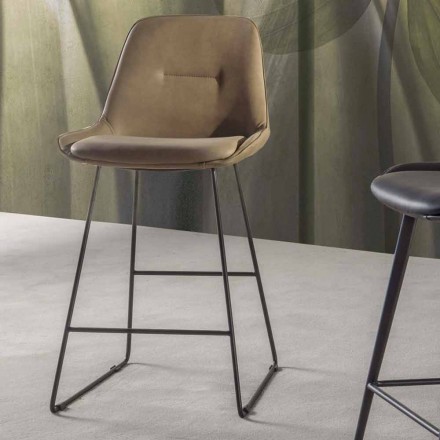 Sgabello Design Moderno con Slitta in Metallo Verniciato - Ines Viadurini