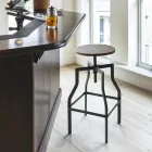 Sgabello design moderno in metallo e legno regolabile Livorno1 Viadurini
