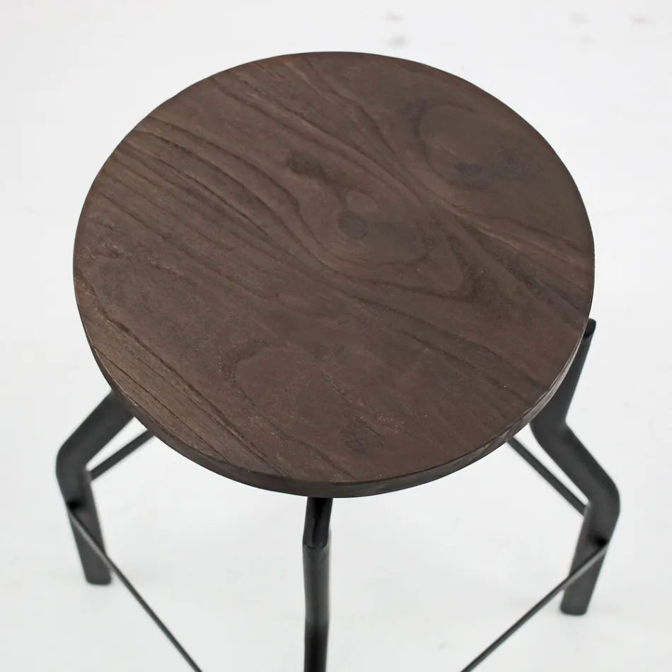 Sgabello design moderno in metallo e legno regolabile Livorno2 Viadurini