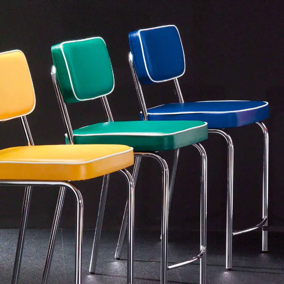 Sgabello di design anni 50 in ecopelle graffiti Unica Viadurini