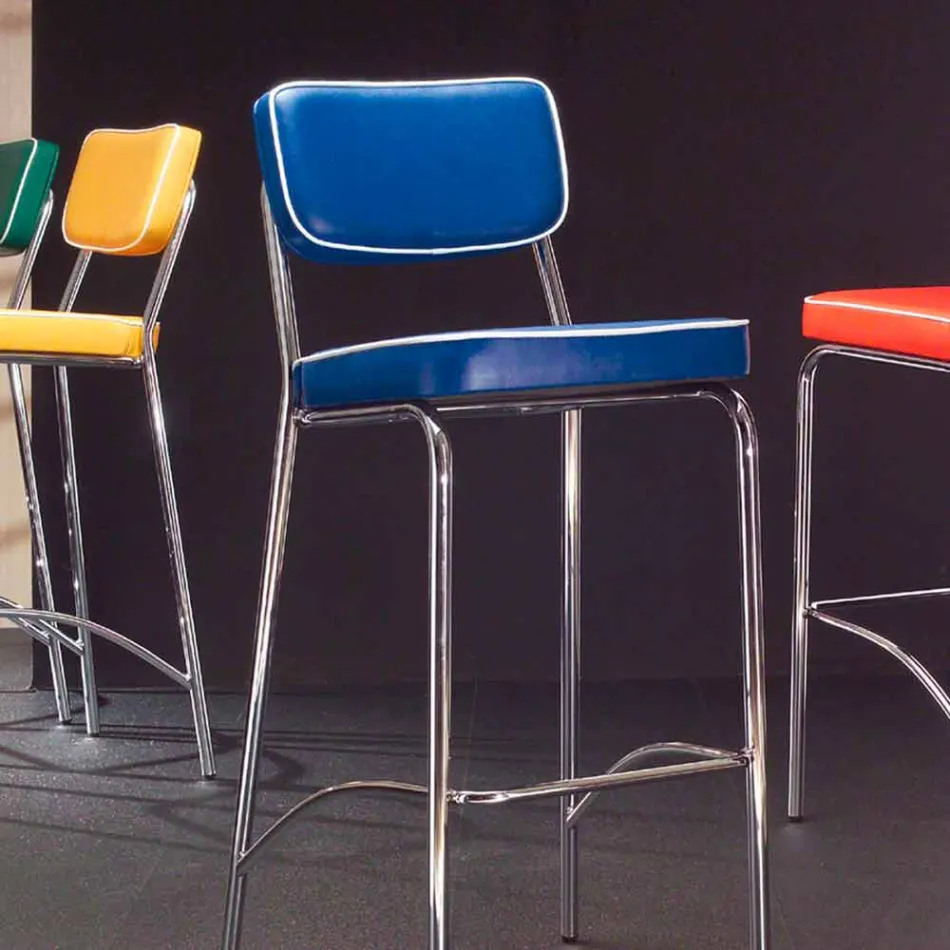 Sgabello di design anni 50 in ecopelle graffiti Unica Viadurini