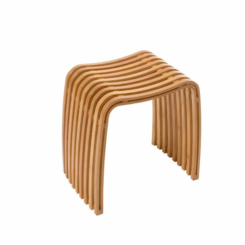 Sgabello di design da bagno in bamboo curvato a caldo Gorizia Viadurini