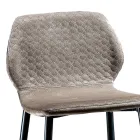 Sgabello Elegante in Velluto Colorato Trapuntato e Metallo Antracite - Scarat Viadurini