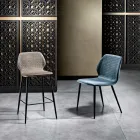Sgabello Elegante in Velluto Colorato Trapuntato e Metallo Antracite - Scarat Viadurini