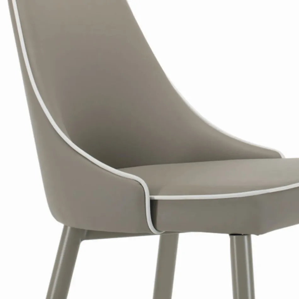Sgabello Fisso con Gambe in Acciaio e Seduta Rivestita Made in Italy - Genova Viadurini
