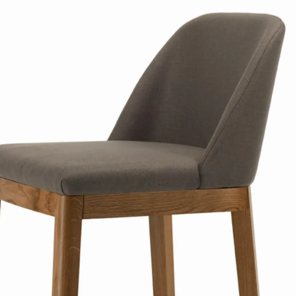 Sgabello Fisso con Gambe in Legno e Seduta Imbottita Made in Italy - Bari Viadurini