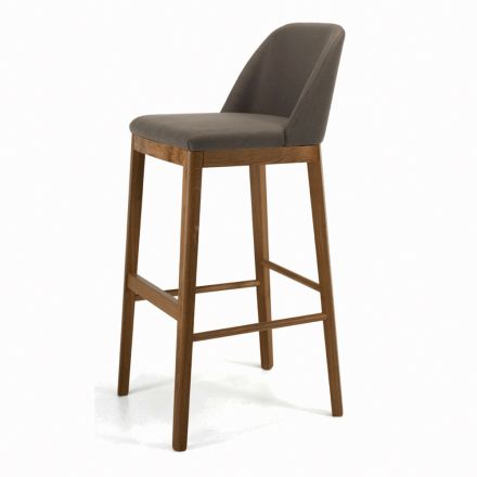 Sgabello Fisso con Gambe in Legno e Seduta Imbottita Made in Italy - Bari Viadurini