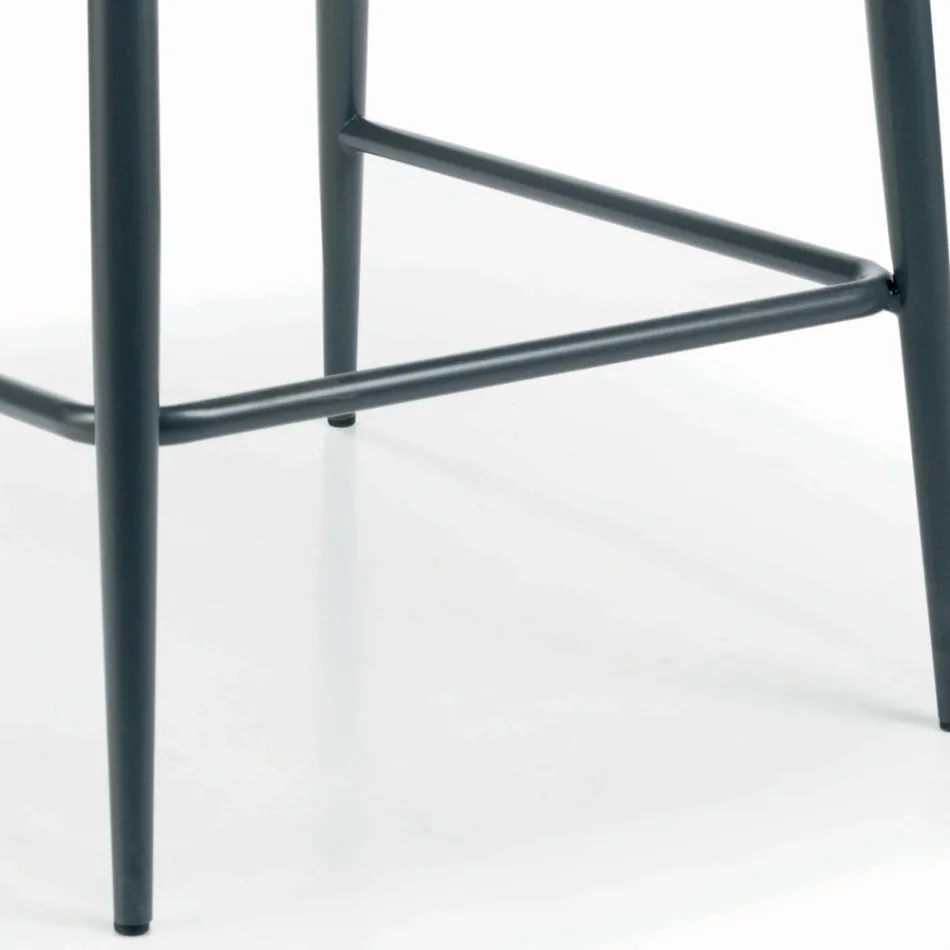 Sgabello Fisso con Seduta Rivestita e Base in Acciaio Made in Italy - Arona Viadurini